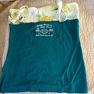 Harley-Davidson Teal and Floral Strap Top